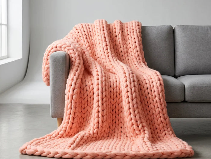 Plaid grosse maille acrylique xxl canapé maximaliste - Vue 4 - Plaid