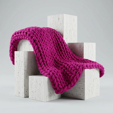 Plaid laine grosse maille confortable - Vue 4 - Plaid