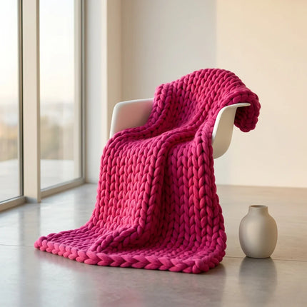 Plaid laine grosse maille confortable - Vue 5 - Plaid